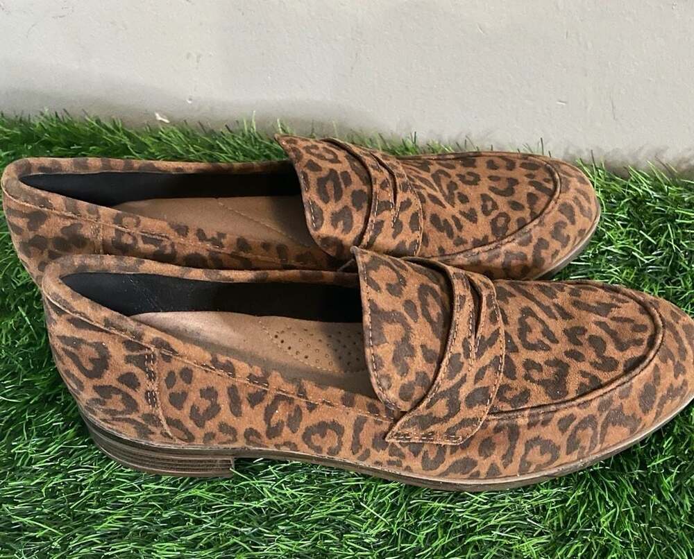 Clarks Collection Leopard Print Suede Loafers